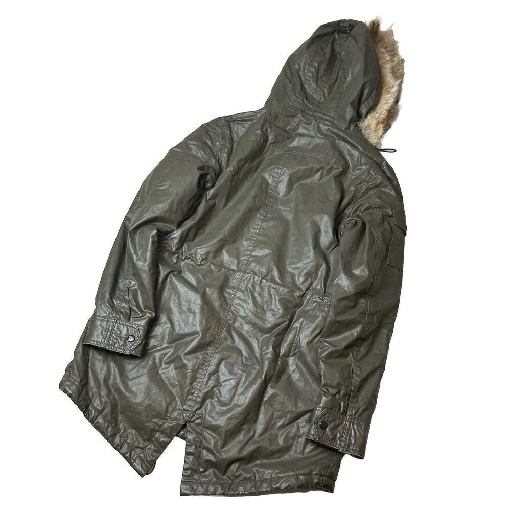 SAM. NYC green parka with real fur Sz M - Picture 4 of 6